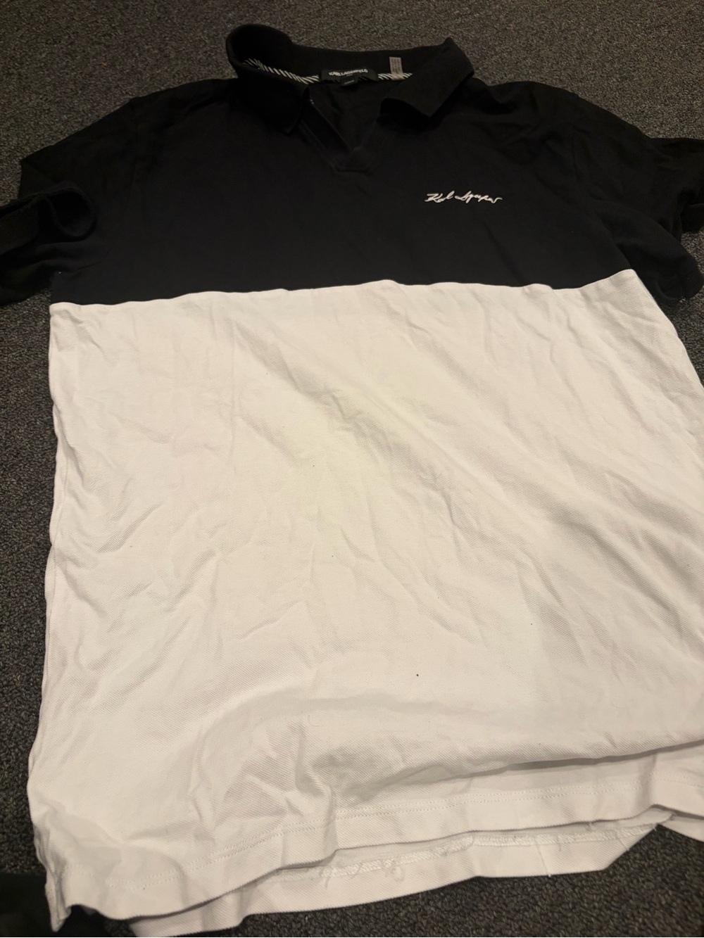 Karl Lagerfeld Black and White Colorblock Polo